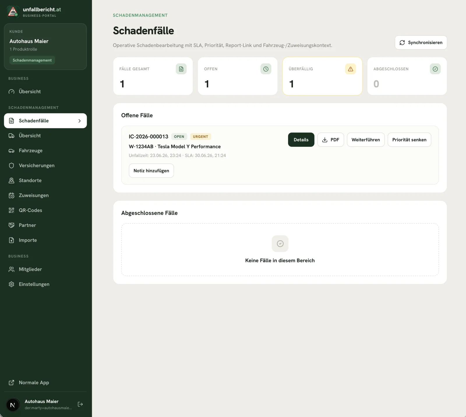 Business portal — claims